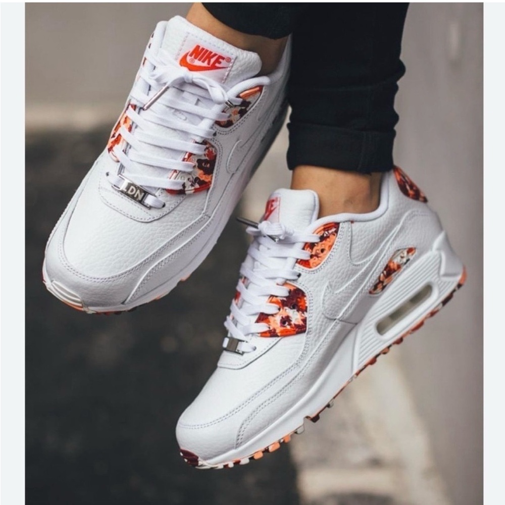 Nike Women’s White Sneakers with Orange Accent